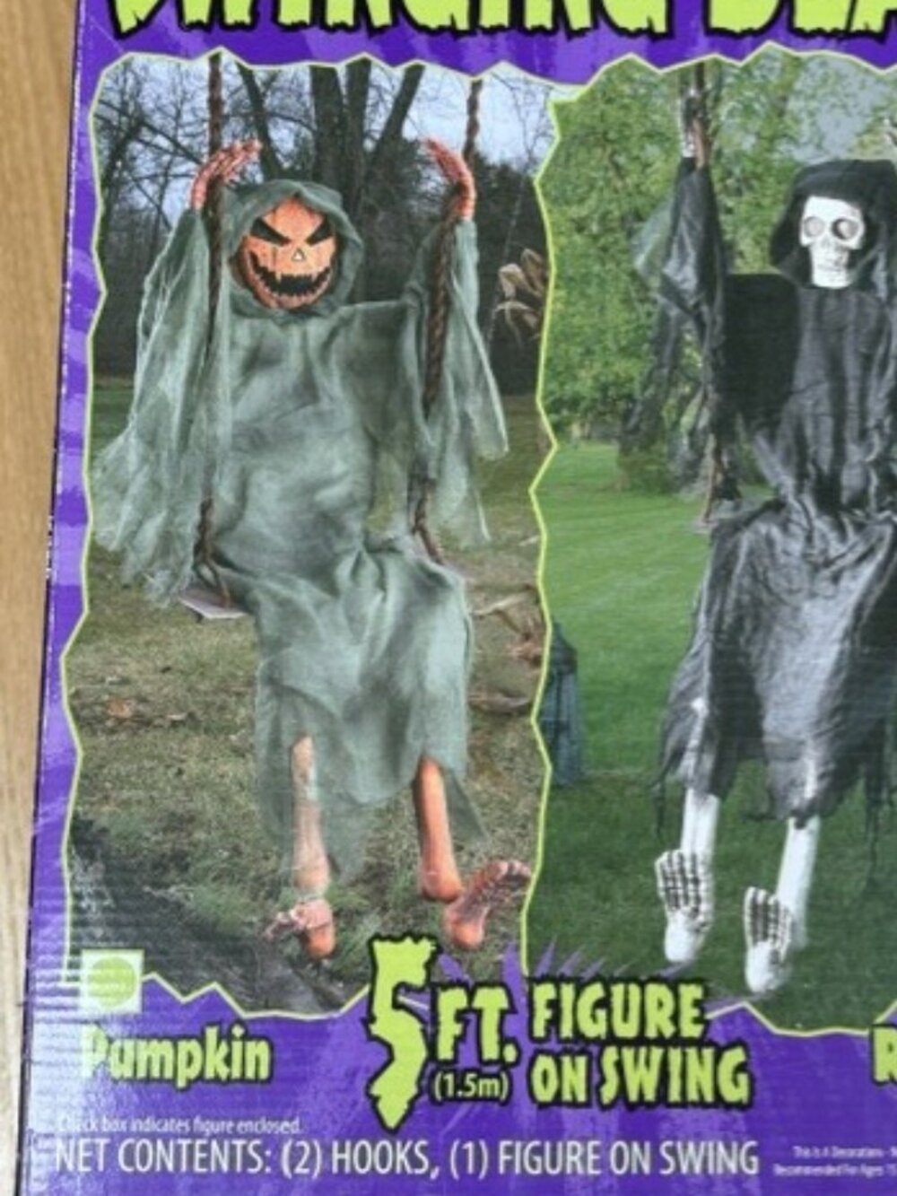 Fun World "Swinging Dead" Pumpkin Ghoul Jack O Lantern 60" Halloween Prop NIB
